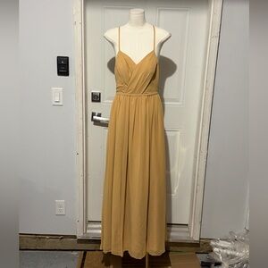 Azazie Tan Maxi Dress with Spaghetti Straps Women’s